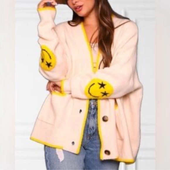 Fantastic Fawn Sweaters - Fantastic Fawn Cream Cardigan with Yellow Accents